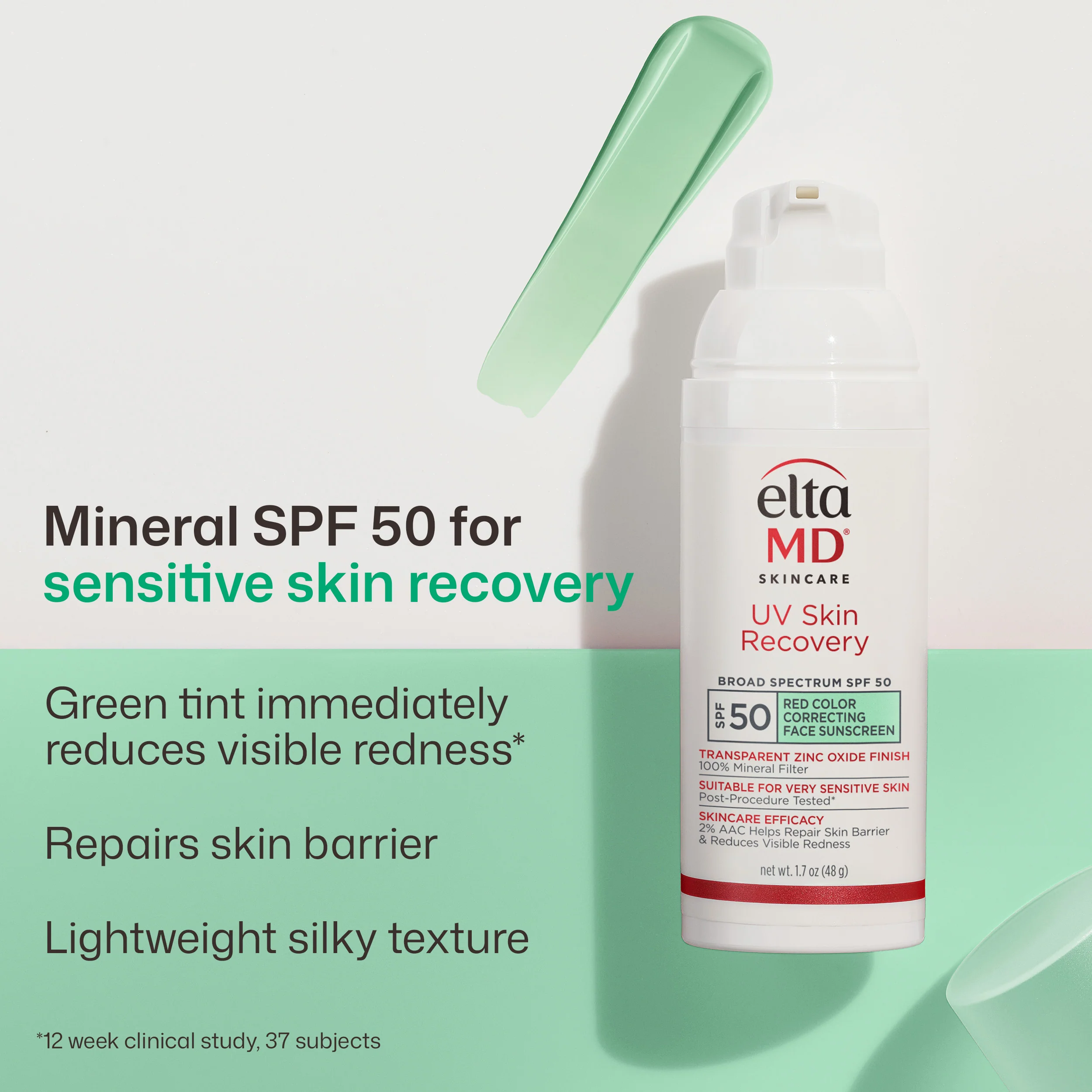 EltaMD UV Skin Recovery Red Color Correcting Green Tint Broad Spectrum SPF 50 - Image 3
